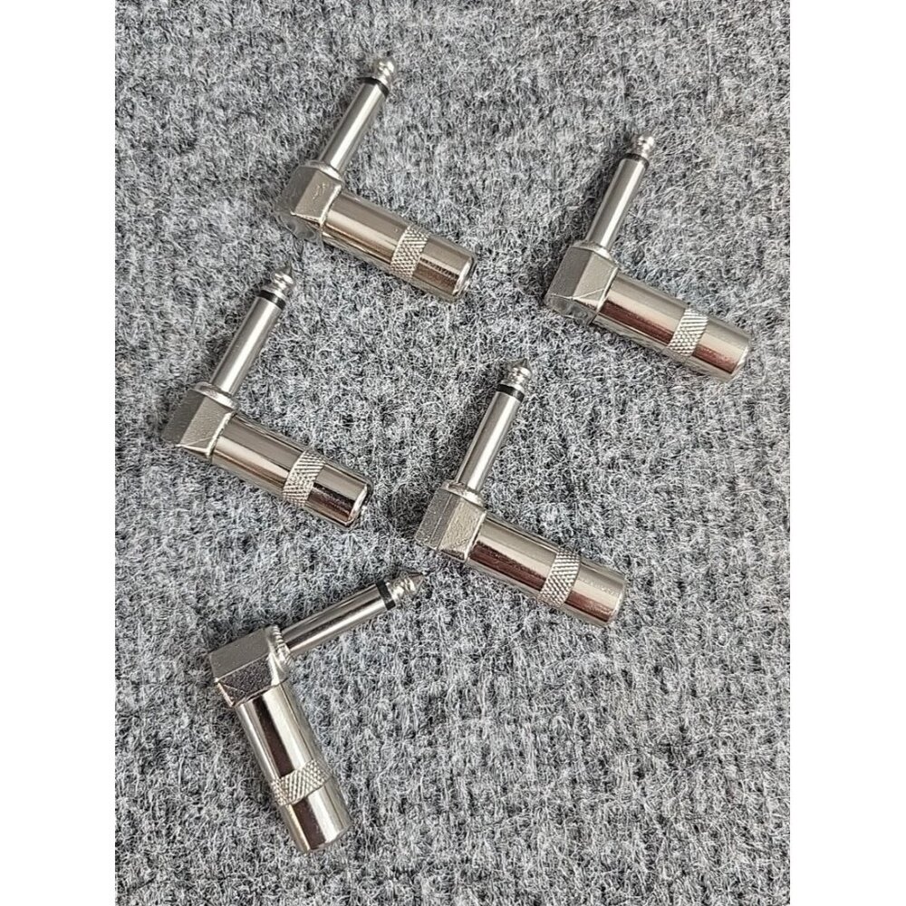 5 Pack of 6.3mm 1/4 inch Stereo Right Angle 90 Degree Instrument Audio Jack Plug